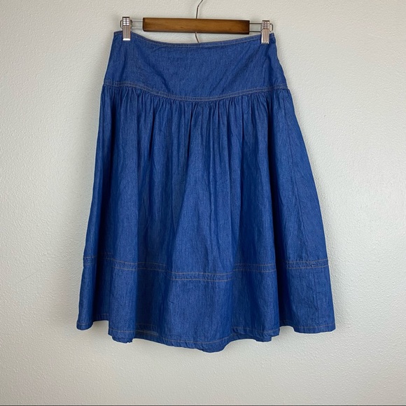 Jealous Tomato Boho Denim Drop Waist Skirt Sz M - Picture 6 of 8